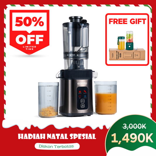 ecentio Smart Slow Juicer Cerdas Panel Sentuh Lubang 112mm 1000ml Besar 99% Ekstraksi Slow Juicer Multifungsi Garansi Resmi 1 Tahun