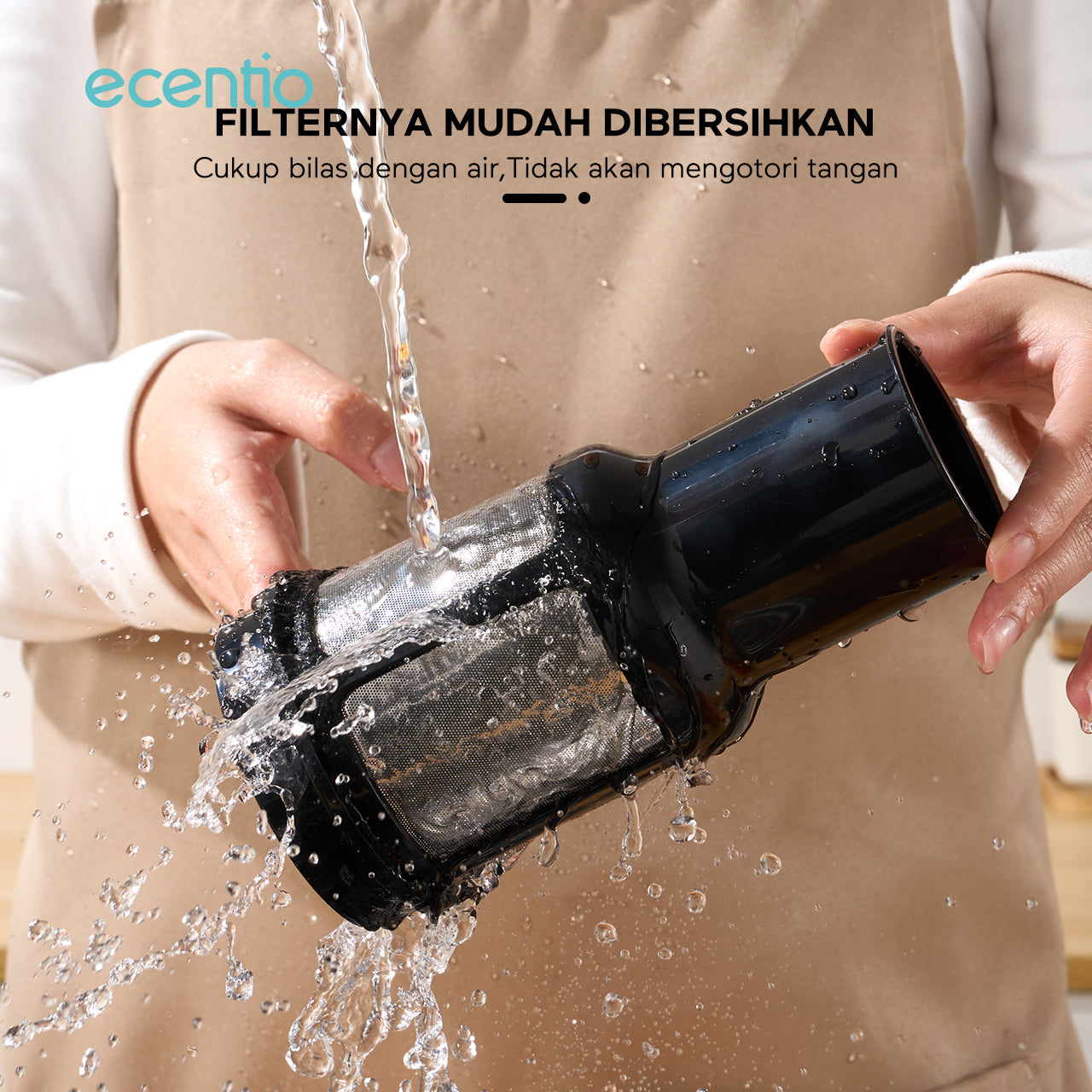 ecentio Blender Slow Juicer Pro 4 in 1 – Chopper Makanan Multifungsi 1L dengan Kunci Pengaman Anak