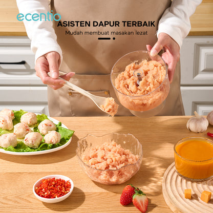 ecentio Blender Slow Juicer Pro 4 in 1 – Chopper Makanan Multifungsi 1L dengan Kunci Pengaman Anak