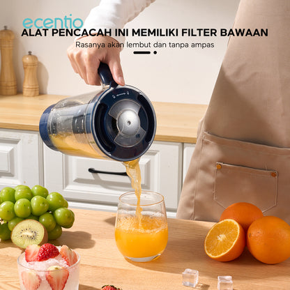 ecentio Blender Slow Juicer Pro 4 in 1 – Chopper Makanan Multifungsi 1L dengan Kunci Pengaman Anak