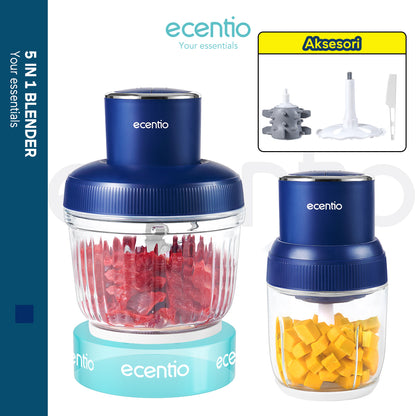 ecentio 5-in-1 Chopper Multifungsi dengan Wadah Double Cup 2.5L + 800ml