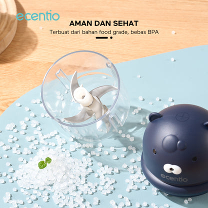 【🌟Pre-Order】ecentio Pengolah Makanan Mini Portabel 400ml - Cincang Cepat dengan 6 Mata Pisau