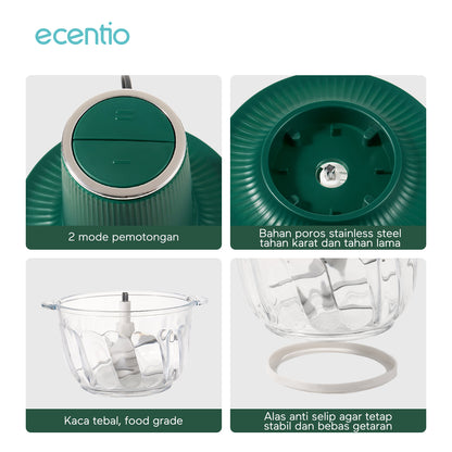 【🌟Pre-Order】ecentio Penggiling Daging 2L Kaca Tebal Multifungsi 3-in-1