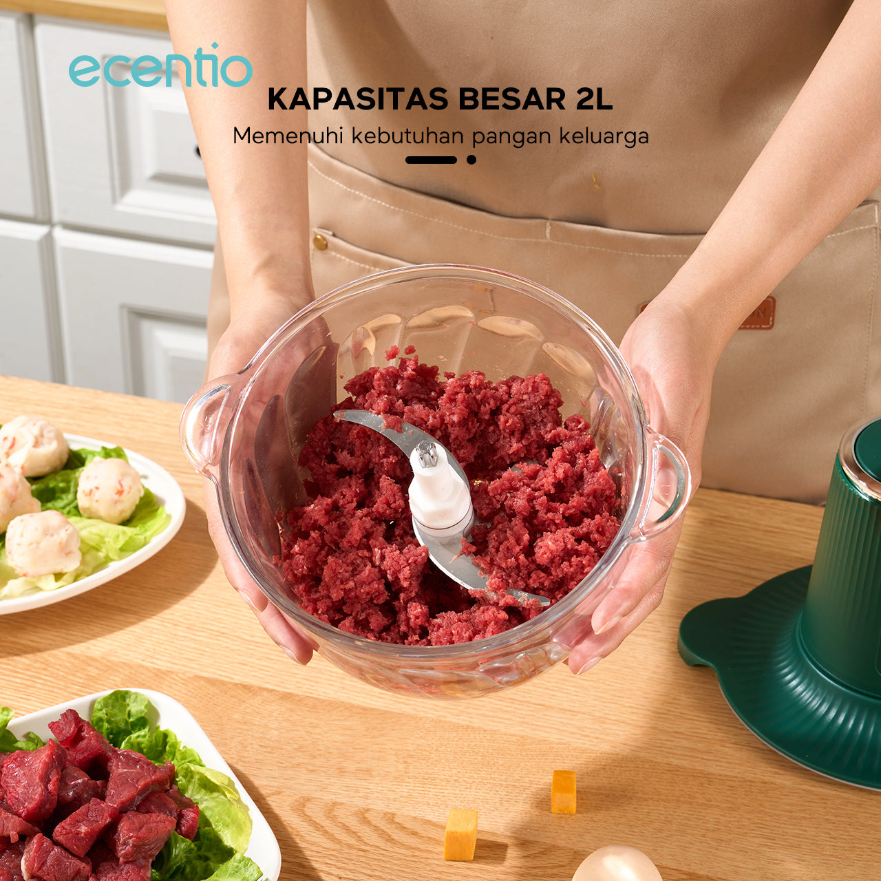 【🌟Pre-Order】ecentio Penggiling Daging 2L Kaca Tebal Multifungsi 3-in-1