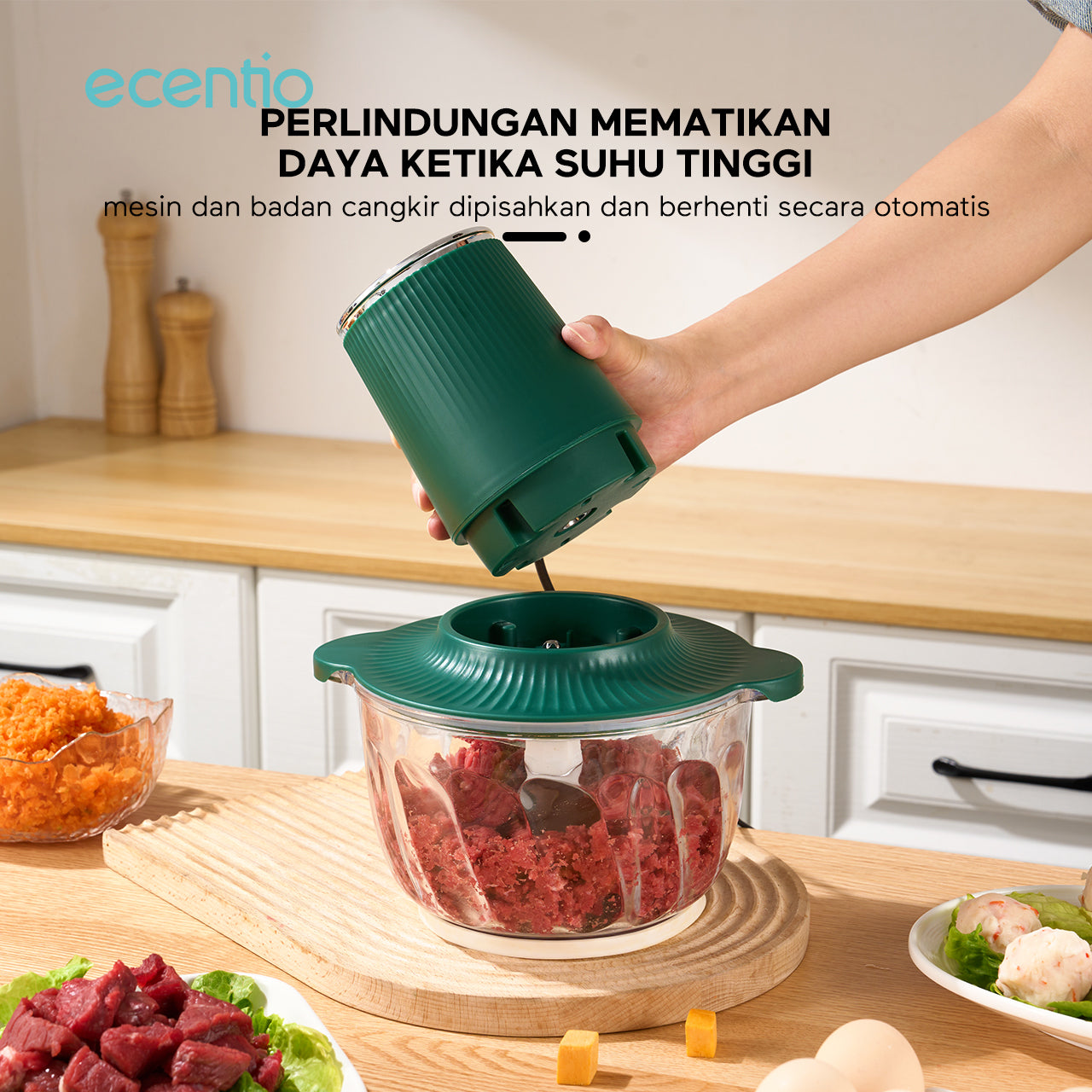 【🌟Pre-Order】ecentio Penggiling Daging 2L Kaca Tebal Multifungsi 3-in-1