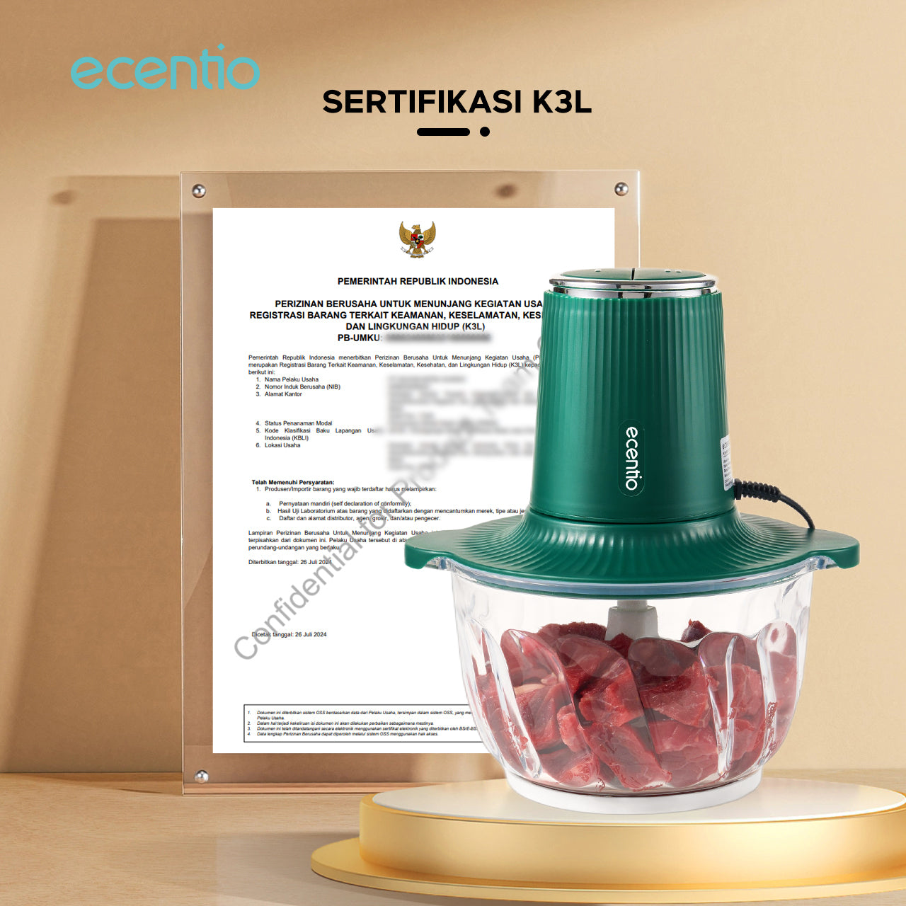 【🌟Pre-Order】ecentio Penggiling Daging 2L Kaca Tebal Multifungsi 3-in-1