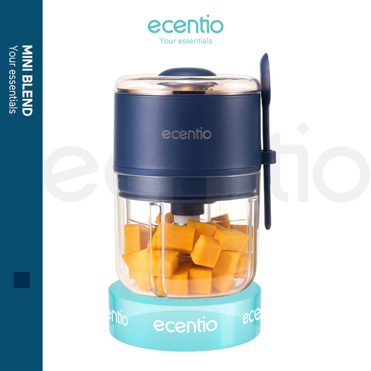 ecentio Mini Chopper 6 Pisau 400ml – Mixer Portable Blender Bumbu Biru Tua – Dilengkapi Sendok & Sertifikasi 3KL