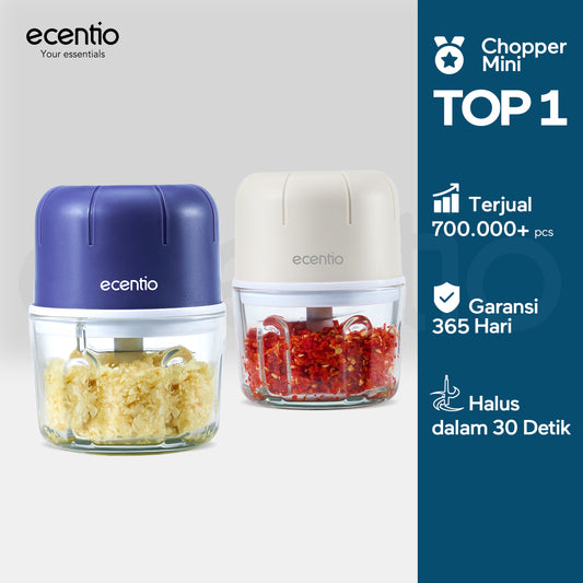 【🌟Pre-Order】【bumbu】ecentio Mini Chopper kaca Blender 6 mata pisau 250ml Portable Kaca Tebal Master Dapur Multifungsi basah kering halus dapur