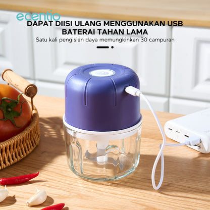 【🌟Pre-Order】【bumbu】ecentio Mini Chopper kaca Blender 6 mata pisau 250ml Portable Kaca Tebal Master Dapur Multifungsi basah kering halus dapur