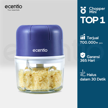 【🌟Pre-Order】【bumbu】ecentio Mini Chopper kaca Blender 6 mata pisau 250ml Portable Kaca Tebal Master Dapur Multifungsi basah kering halus dapur