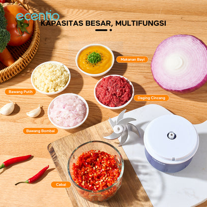 【🌟Pre-Order】【bumbu】ecentio Mini Chopper kaca Blender 6 mata pisau 250ml Portable Kaca Tebal Master Dapur Multifungsi basah kering halus dapur