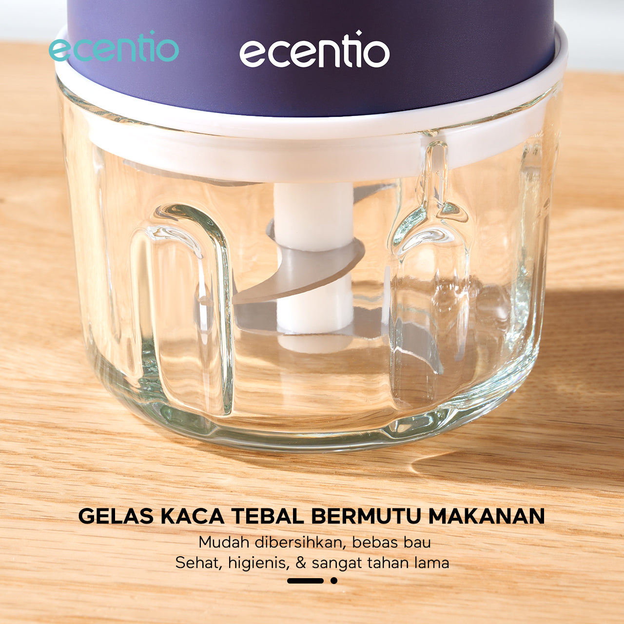 【🌟Pre-Order】【bumbu】ecentio Mini Chopper kaca Blender 6 mata pisau 250ml Portable Kaca Tebal Master Dapur Multifungsi basah kering halus dapur