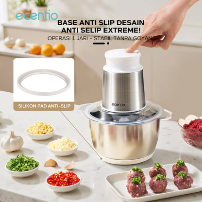 【ecentio Super Chopper 2L Series】Blender Daging 250W 6 Pisau Stainless 304 Multifungsi — Giling Daging, Bumbu, Sayur & Es