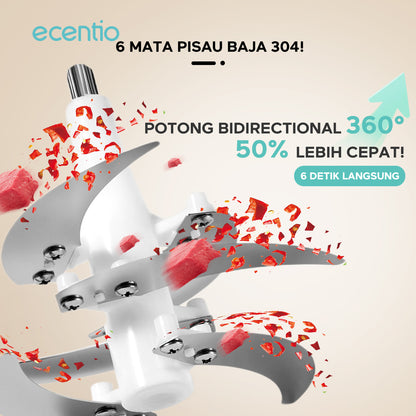 【ecentio Super Chopper Series】Blender Daging 250W 6 Pisau 304 Kapasitas 2L Anti Bocor — Giling Daging, Bumbu, Es, Sayur &amp; Buah