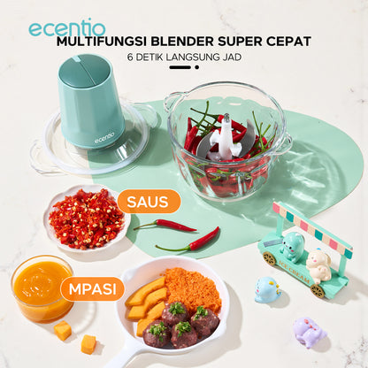 【ecentio Super Chopper Series】Blender Daging 250W 6 Pisau 304 Kapasitas 2L Anti Bocor — Giling Daging, Bumbu, Es, Sayur &amp; Buah