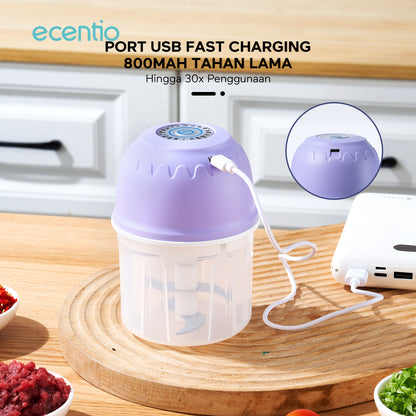 【🌟Pre-Order】ecentio Mini Chopper Blender ungu 6 pisau 350ml Portable Bumbu Dapur Portable Penumbuk bawang Tebal Master Dapur Multifungsi basah kering halus dapur