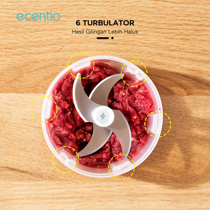 【🌟Pre-Order】ecentio Mini Chopper Blender ungu 6 pisau 350ml Portable Bumbu Dapur Portable Penumbuk bawang Tebal Master Dapur Multifungsi basah kering halus dapur