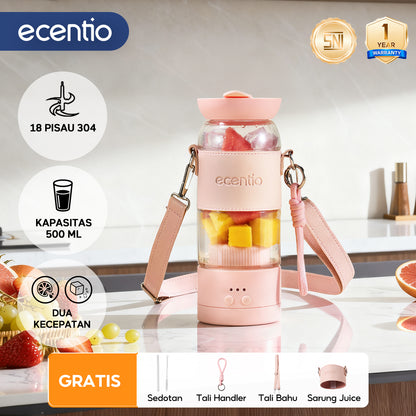 【Disney Juicer Series】ecentio Juicer Blender 18 Pisau 304 Kaca 500ml Dua Kecepatan Portable Mini dengan Sedotan & Tali Sling