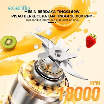 【Disney Juicer Series】ecentio Juicer Blender 18 Pisau 304 Kaca 500ml Dua Kecepatan Portable Mini dengan Sedotan & Tali Sling