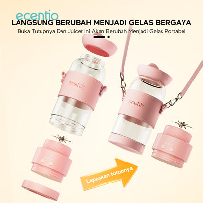 【Disney Juicer Series】ecentio Juicer Blender 18 Pisau 304 Kaca 500ml Dua Kecepatan Portable Mini dengan Sedotan & Tali Sling