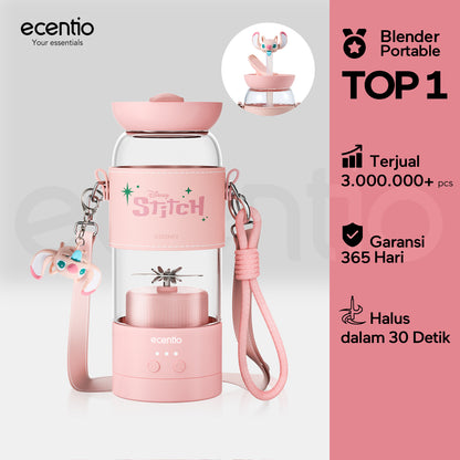 【Disney juicer Series】ecentio juicer blender 18 Pisau 304  juicer Kaca 500ml Dua Kecepatan mini dengan Tali Sling portable dengan sedotan
