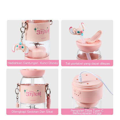 【Disney juicer Series】ecentio juicer blender 18 Pisau 304  juicer Kaca 500ml Dua Kecepatan mini dengan Tali Sling portable dengan sedotan