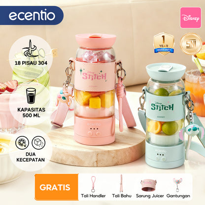 【Disney juicer Series】ecentio juicer blender 18 Pisau 304  juicer Kaca 500ml Dua Kecepatan mini dengan Tali Sling portable dengan sedotan