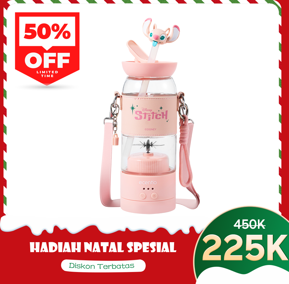 【Disney juicer Series】ecentio juicer blender 18 Pisau 304  juicer Kaca 500ml Dua Kecepatan mini dengan Tali Sling portable dengan sedotan