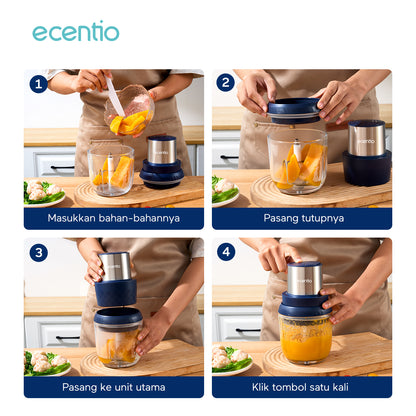 ecentio Blender mini Food Chopper 800ml Bayi Multi-fungsi Blender Mesin Penghalus Daging dan Buah Garansi Resmi 1 Tahun