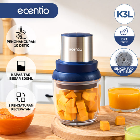 ecentio Blender mini Food Chopper 800ml Bayi Multi-fungsi Blender Mesin Penghalus Daging dan Buah Garansi Resmi 1 Tahun