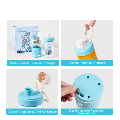 【Disney juicer Series】ecentio juicer blender 18 Pisau 304  juicer Kaca 450ml+450ml Judy portable Nick dengan sedotan
