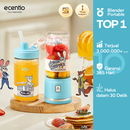 【Disney juicer Series】ecentio juicer blender 18 Pisau 304  juicer Kaca 450ml+450ml Judy portable Nick dengan sedotan
