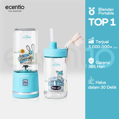 【Disney juicer Series】ecentio juicer blender 18 Pisau 304  juicer Kaca 450ml+450ml Judy portable Nick dengan sedotan