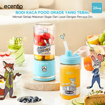 【Disney juicer Series】ecentio juicer blender 18 Pisau 304  juicer Kaca 450ml+450ml Judy portable Nick dengan sedotan