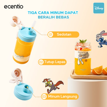 【Disney juicer Series】ecentio juicer blender 18 Pisau 304  juicer Kaca 450ml+450ml Judy portable Nick dengan sedotan