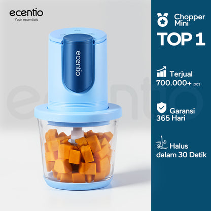 ecentio blender mini food chopper pengaduk makanan bayi kaca 8 pisau 3 kecepatan | pembuat makanan bayi multifungsi 4-in-1 stainless steel 304 mesin 200w untuk ibu menyusui & anak balita