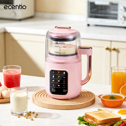 ecentio Chopper Blender Kaca 1.3L Quiet Heating 600W 9 Kecepatan 22000RPM Touch Control Anti Kering Aman Biru Cocok Untuk Rumah Tangga, Bubur Bayi, Sup, Jus & Smoothie,blender machine & blender bottle