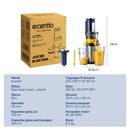 ecentio slow juicer portable 79mm caliber multifungsi blender tanpa ampas bear 700ML+600ML 180W blender fruit juice machine