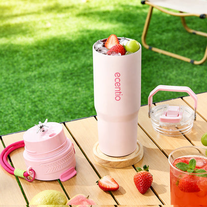 ecentio Portable Blender Juicer 900ml 12 Pisau 60W Baterai 2x1500mAh Tahan Panas 14 Jam & Dingin 24 Jam Anti Bocor Praktis Untuk,blender jus buah Outdoor
