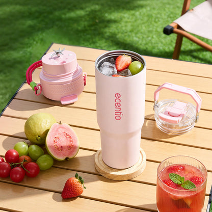 ecentio Portable Blender Juicer 900ml 12 Pisau 60W Baterai 2x1500mAh Tahan Panas 14 Jam & Dingin 24 Jam Anti Bocor Praktis Untuk,blender jus buah Outdoor