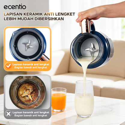 ecentio blender multifungsi blender pemanas 1300ml kaca food grade, 12 mode 22000rpm senyap low noise untuk dapur rumah tangga, blender jus buah slow juicer dengan fungsi dry mill penggiling bumbu