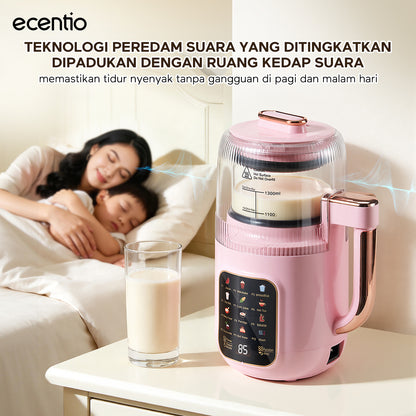 ecentio Chopper Blender Kaca 1.3L Quiet Heating 600W 9 Kecepatan 22000RPM Touch Control Anti Kering Aman Biru Cocok Untuk Rumah Tangga, Bubur Bayi, Sup, Jus & Smoothie,blender machine & blender bottle