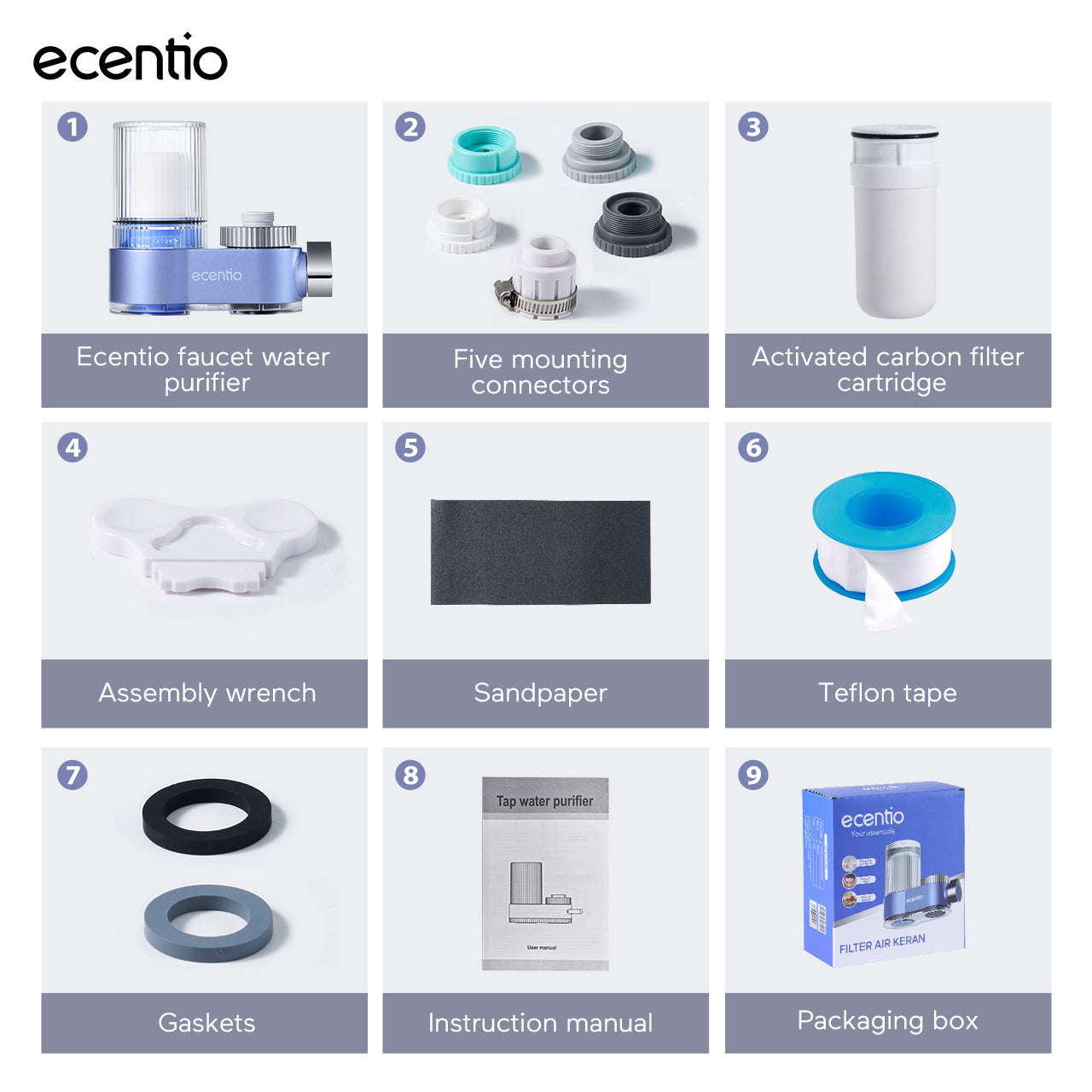 [Minum Sehat]ecentio Filter Air Keran Rumah Tangga Aman Untuk Keluarga Bayi & Anak 0.2-5 Mikron Mewah Debit Air Deras, Praktis Mudah Dibersihkan, Filter Pemurni Air Anti Kerak Dapur & Kamar Mandi