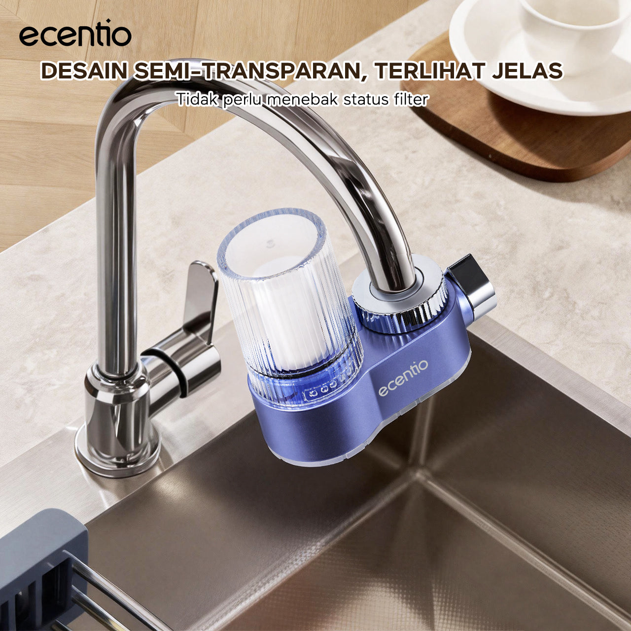 [Minum Sehat]ecentio Filter Air Keran Rumah Tangga Aman Untuk Keluarga Bayi & Anak 0.2-5 Mikron Mewah Debit Air Deras, Praktis Mudah Dibersihkan, Filter Pemurni Air Anti Kerak Dapur & Kamar Mandi