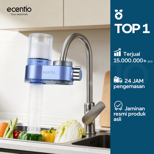 ecentio Filter Keran Air Pembersih Air Keran 0.2-5 Mikron ABS+PC Multi Filter Mudah Dipasang Untuk Rumah Tangga Biru,filter air keran penjernih air
