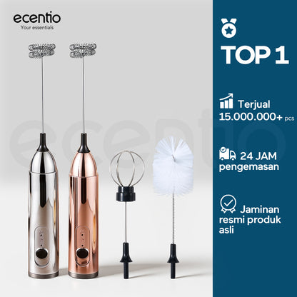 ecentio Pengocok Elektrik Genggam Busa Susu Cepat Material Stainless Steel Food Grade Baterai AA Daya Tahan Lama Aduk Merata untuk Kopi Teh