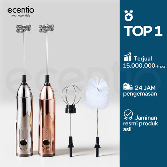 ecentio Pengocok Elektrik Genggam Busa Susu Cepat Material Stainless Steel Food Grade Baterai AA Daya Tahan Lama Aduk Merata untuk Kopi Teh