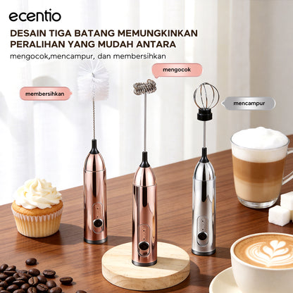 ecentio Pengocok Elektrik Genggam Busa Susu Cepat Material Stainless Steel Food Grade Baterai AA Daya Tahan Lama Aduk Merata untuk Kopi Teh