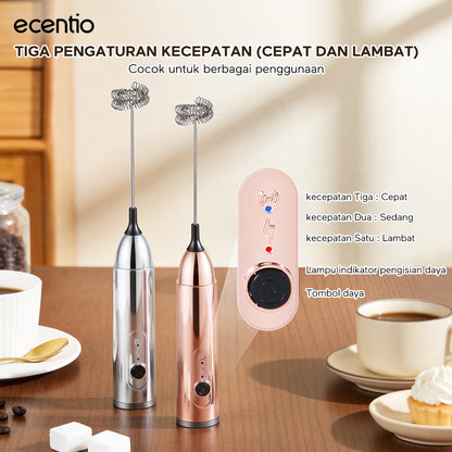 ecentio Pengocok Elektrik Genggam Busa Susu Cepat Material Stainless Steel Food Grade Baterai AA Daya Tahan Lama Aduk Merata untuk Kopi Teh