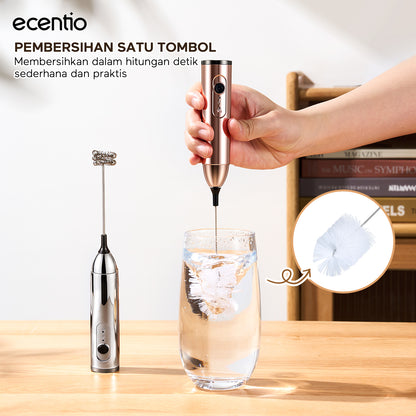 ecentio Pengocok Elektrik Genggam Busa Susu Cepat Material Stainless Steel Food Grade Baterai AA Daya Tahan Lama Aduk Merata untuk Kopi Teh